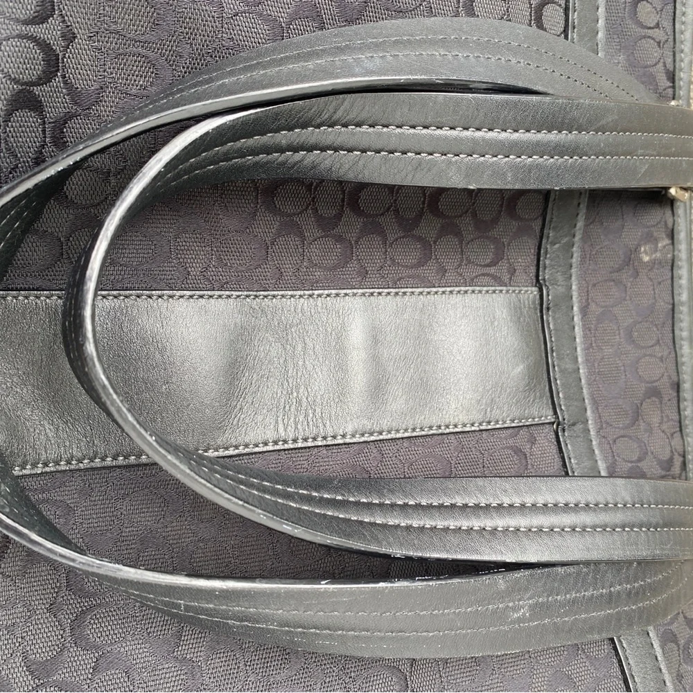 Coach Black Baby Bag with Textured Material and Sturdy‎ Handles signature
